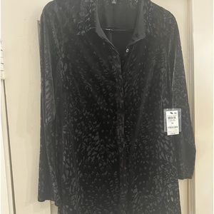 New Alfani Black Lace Dress Top Button Up